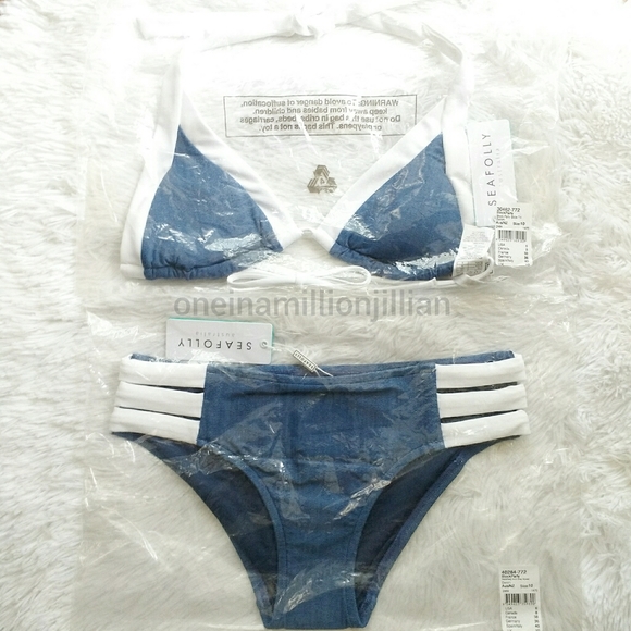 Seafolly Block Party Bikini Swim Top/Bottom - Picture 2 of 11